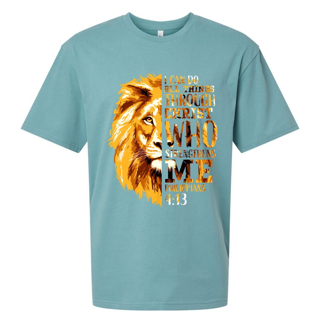 Philippians 4 13 I Can Do All Things Through Christ Who Strengthens Me Lion Sueded Cloud Jersey T-Shirt