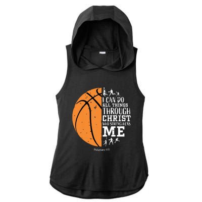 Philippians 4 13 I Can Do All Things Christian Basketball Ladies PosiCharge Tri-Blend Wicking Draft Hoodie Tank