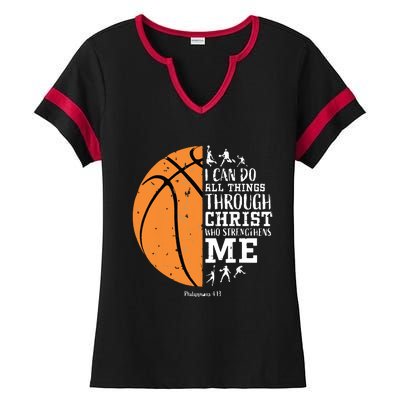 Philippians 4 13 I Can Do All Things Christian Basketball Ladies Halftime Notch Neck Tee