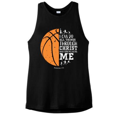 Philippians 4 13 I Can Do All Things Christian Basketball Ladies PosiCharge Tri-Blend Wicking Tank