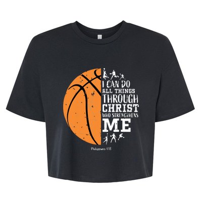 Philippians 4 13 I Can Do All Things Christian Basketball Bella+Canvas Jersey Crop Tee