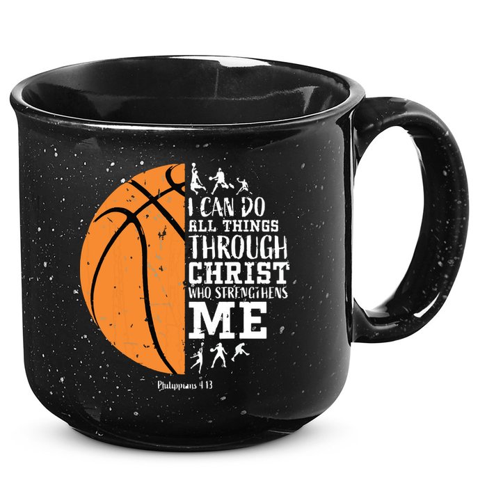 Philippians 4 13 I Can Do All Things Christian Basketball 15oz Campfire Ceramic Mug