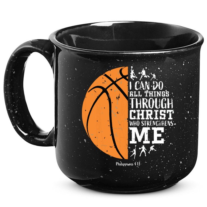 Philippians 4 13 I Can Do All Things Christian Basketball 15oz Campfire Ceramic Mug