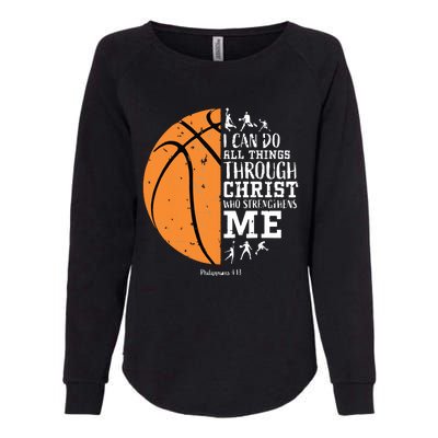 Philippians 4 13 I Can Do All Things Christian Basketball Womens California Wash Sweatshirt