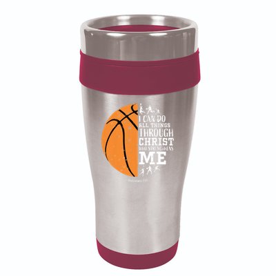 Philippians 4 13 I Can Do All Things Christian Basketball 16oz Travel Tumbler
