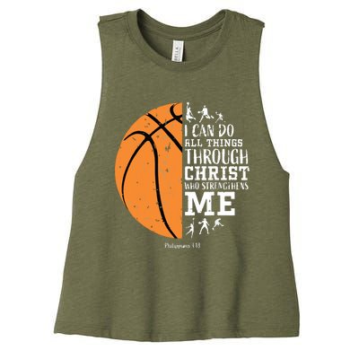 Philippians 4 13 I Can Do All Things Christian Basketball Women's Racerback Cropped Tank