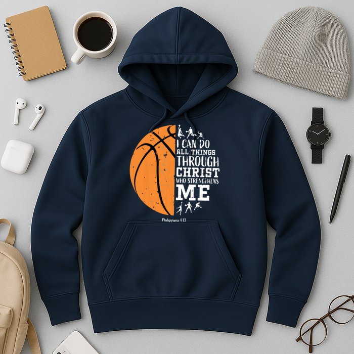 Philippians 4 13 I Can Do All Things Christian Basketball Hoodie