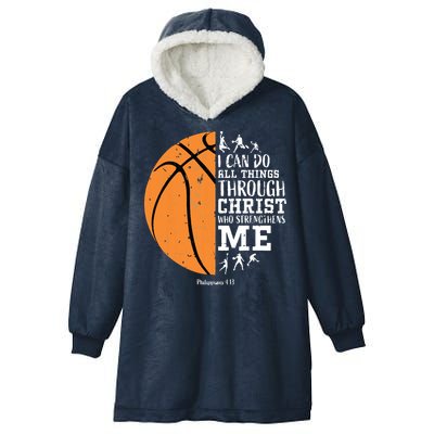 Philippians 4 13 I Can Do All Things Christian Basketball Hooded Wearable Blanket