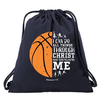 Philippians 4 13 I Can Do All Things Christian Basketball Drawstring Bag