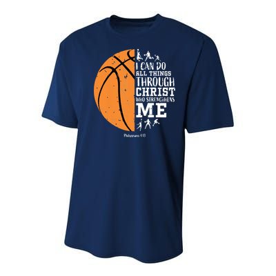 Philippians 4 13 I Can Do All Things Christian Basketball Youth Performance Sprint T-Shirt