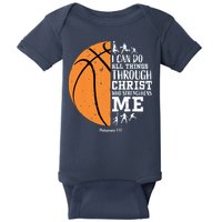 Philippians 4 13 I Can Do All Things Christian Basketball Baby Bodysuit