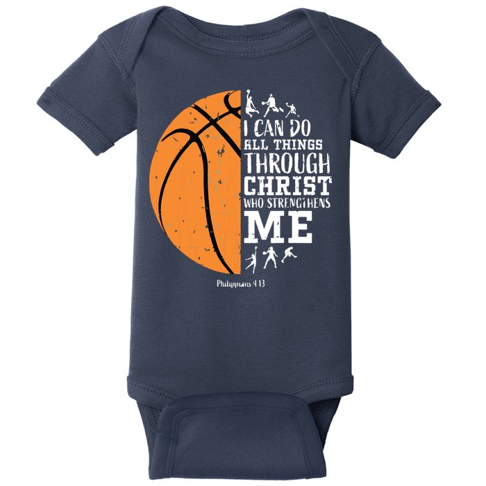 Philippians 4 13 I Can Do All Things Christian Basketball Baby Bodysuit