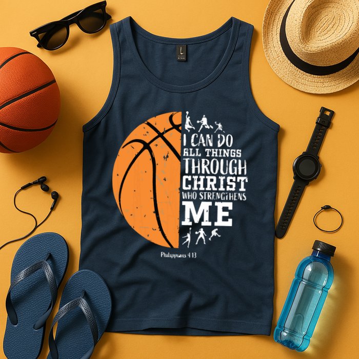 Philippians 4 13 I Can Do All Things Christian Basketball Tank Top