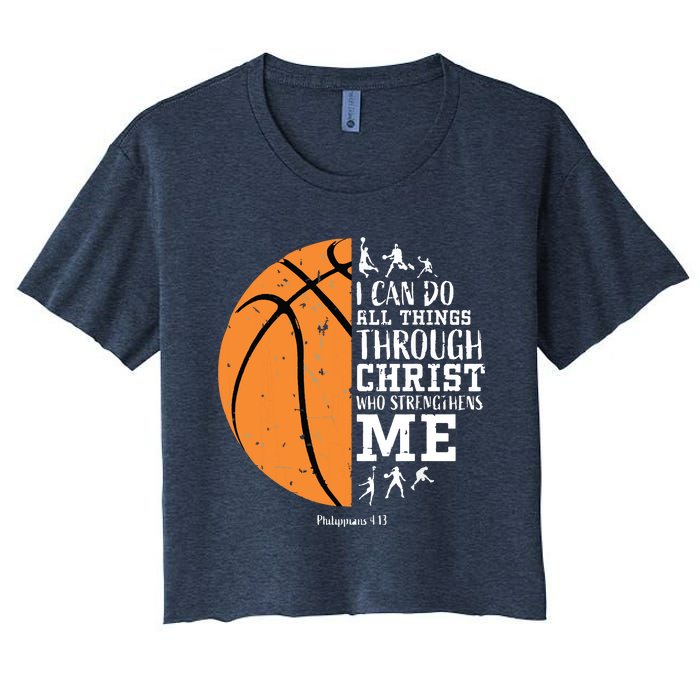 Philippians 4 13 I Can Do All Things Christian Basketball Women's Crop Top Tee