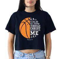 Philippians 4 13 I Can Do All Things Christian Basketball Crop Top
