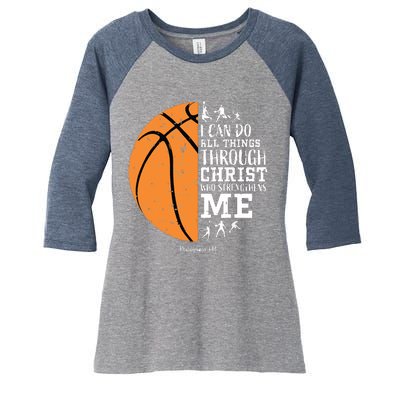 Philippians 4 13 I Can Do All Things Christian Basketball Women's Tri-Blend 3/4-Sleeve Raglan Shirt