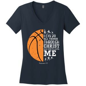 Philippians 4 13 I Can Do All Things Christian Basketball Women's V-Neck T-Shirt