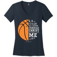 Philippians 4 13 I Can Do All Things Christian Basketball Women's V-Neck T-Shirt