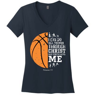 Philippians 4 13 I Can Do All Things Christian Basketball Women's V-Neck T-Shirt