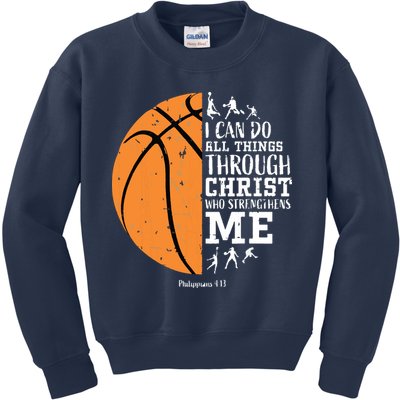 Philippians 4 13 I Can Do All Things Christian Basketball Kids Sweatshirt
