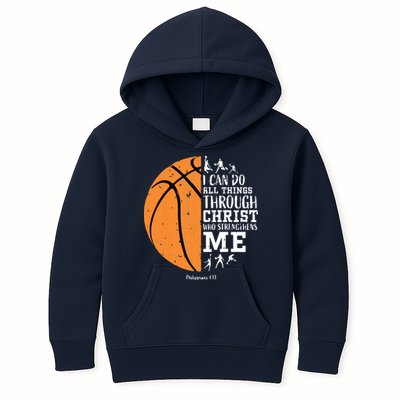 Philippians 4 13 I Can Do All Things Christian Basketball Kids Hoodie