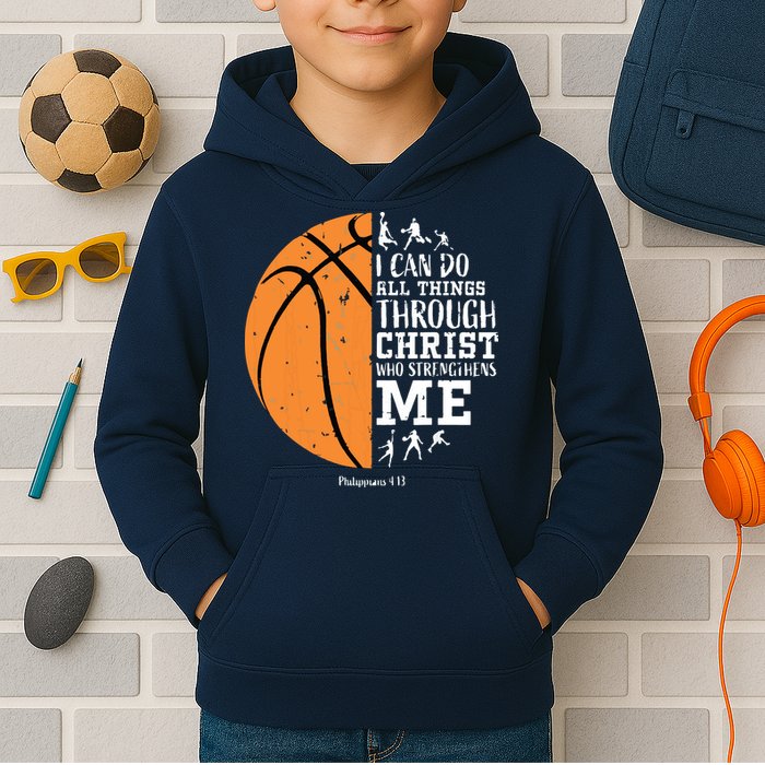 Philippians 4 13 I Can Do All Things Christian Basketball Kids Hoodie