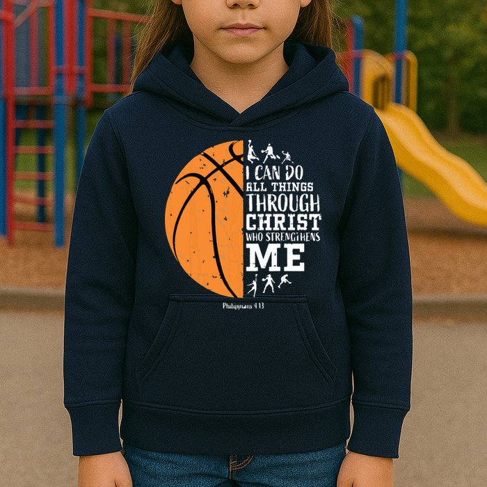 Philippians 4 13 I Can Do All Things Christian Basketball Kids Hoodie