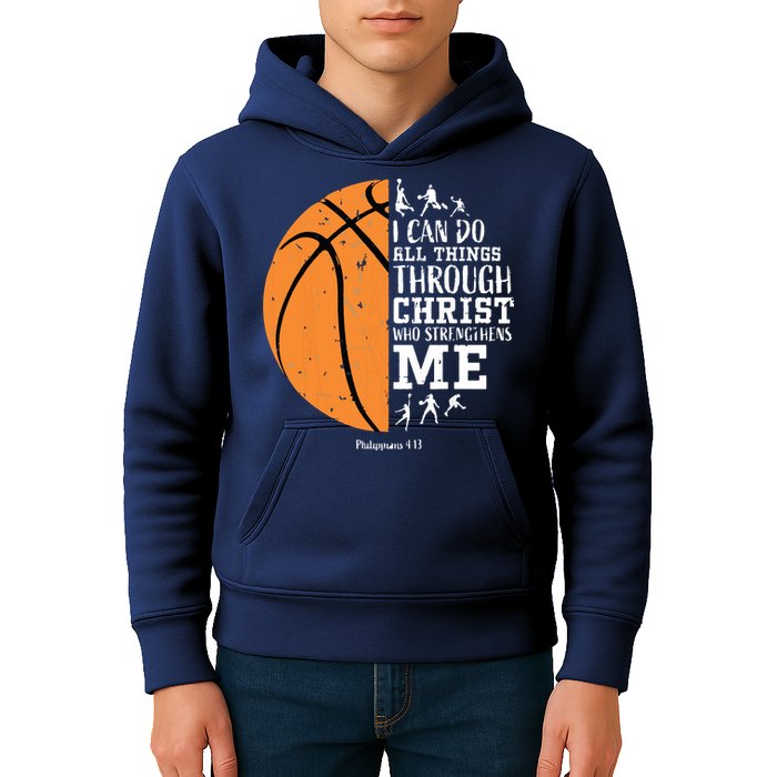 Philippians 4 13 I Can Do All Things Christian Basketball Kids Hoodie