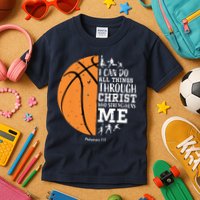 Philippians 4 13 I Can Do All Things Christian Basketball Kids T-Shirt