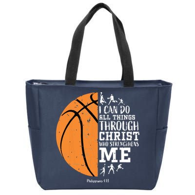 Philippians 4 13 I Can Do All Things Christian Basketball Zip Tote Bag