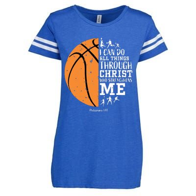 Philippians 4 13 I Can Do All Things Christian Basketball Enza Ladies Jersey Football T-Shirt