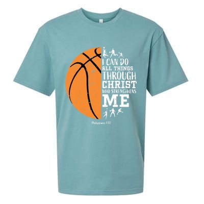 Philippians 4 13 I Can Do All Things Christian Basketball Sueded Cloud Jersey T-Shirt