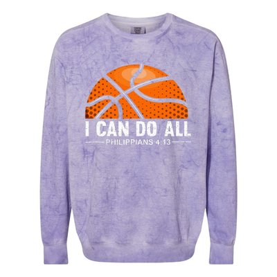 Philippians 4 13 I Can Do All Things Christian Basketball Colorblast Crewneck Sweatshirt