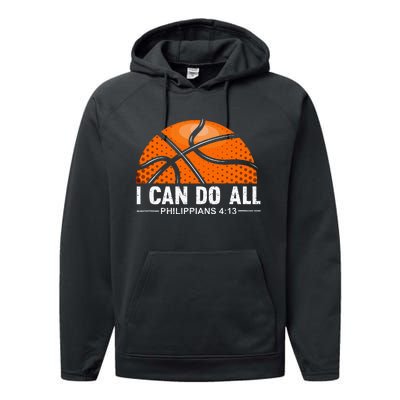 Philippians 4 13 I Can Do All Things Christian Basketball Performance Fleece Hoodie