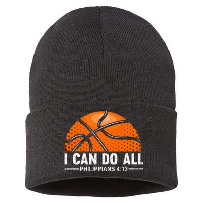 Philippians 4 13 I Can Do All Things Christian Basketball Sustainable Knit Beanie