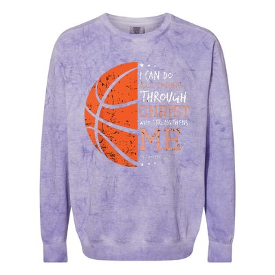 Philippians 4 13 I Can Do All Things Christian Basketball Colorblast Crewneck Sweatshirt