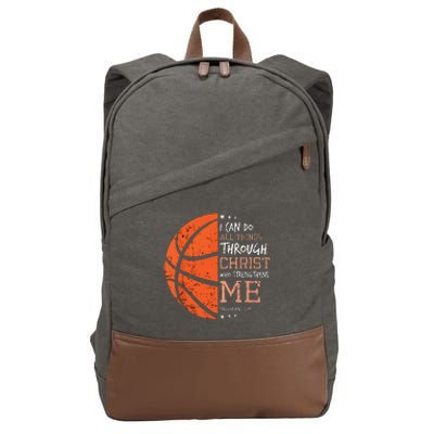 Philippians 4 13 I Can Do All Things Christian Basketball Cotton Canvas Backpack