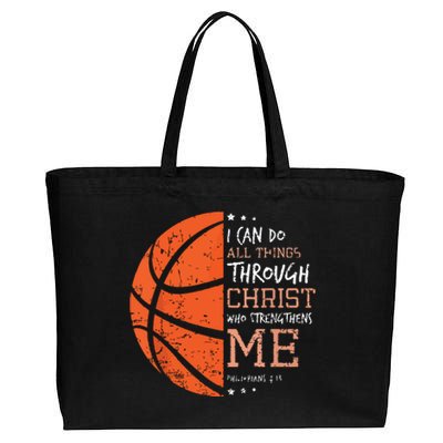 Philippians 4 13 I Can Do All Things Christian Basketball Cotton Canvas Jumbo Tote