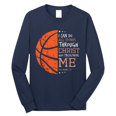 Philippians 4 13 I Can Do All Things Christian Basketball Long Sleeve Shirt