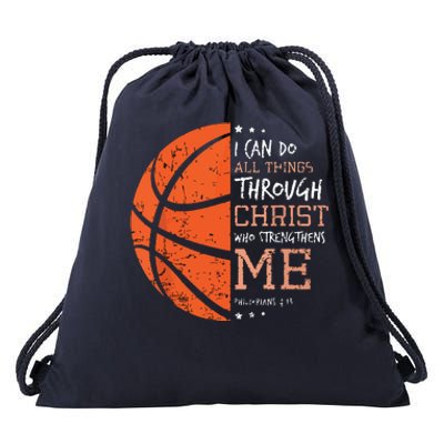 Philippians 4 13 I Can Do All Things Christian Basketball Drawstring Bag