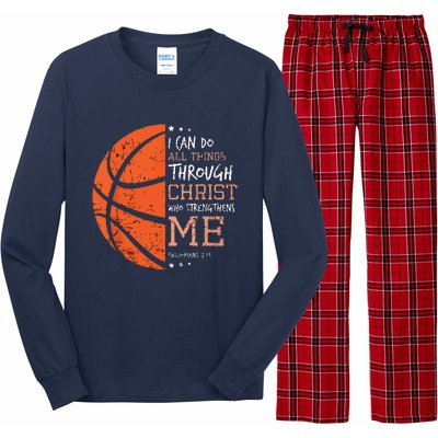 Philippians 4 13 I Can Do All Things Christian Basketball Long Sleeve Pajama Set