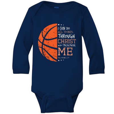 Philippians 4 13 I Can Do All Things Christian Basketball Baby Long Sleeve Bodysuit