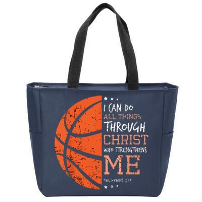 Philippians 4 13 I Can Do All Things Christian Basketball Zip Tote Bag