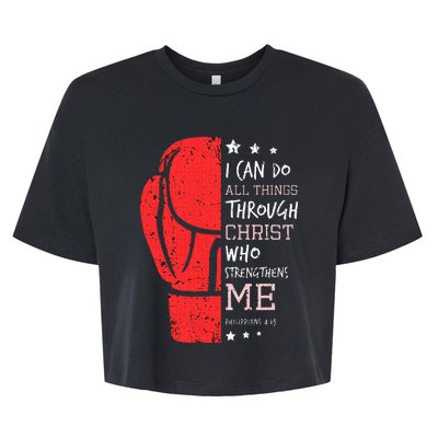 Philippians 4 13 I Can Do All Things Christian Boxing Bella+Canvas Jersey Crop Tee