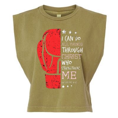 Philippians 4 13 I Can Do All Things Christian Boxing Garment-Dyed Women's Muscle Tee