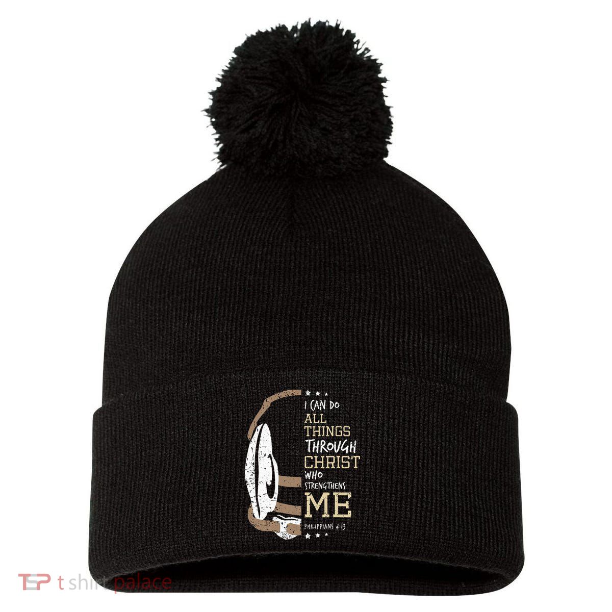 Philippians 4 13 I Can Do All Things Christian Wrestling Pom Pom 12in Knit Beanie