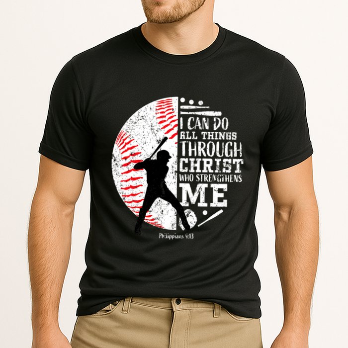 Philippians 4 13 I Can Do All Things Through Christ Who Strengthens Me Baseball Cooling Performance Crew T-Shirt