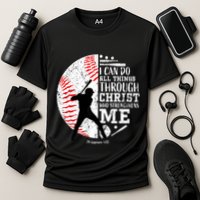 Philippians 4 13 I Can Do All Things Through Christ Who Strengthens Me Baseball Cooling Performance Crew T-Shirt