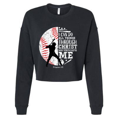 Philippians 4 13 I Can Do All Things Through Christ Who Strengthens Me Baseball Cropped Pullover Crew