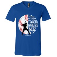 Philippians 4 13 I Can Do All Things Through Christ Who Strengthens Me Baseball V-Neck T-Shirt